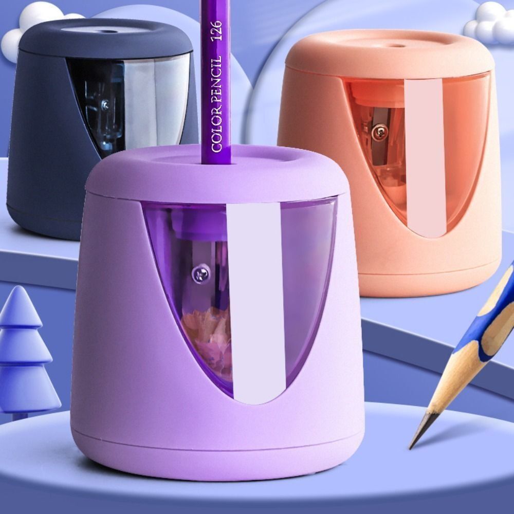 Electric Pencil Sharpener Usb - مع ملصق زخرفي، يعمل بالبطارية/USB/الشحن، مبراة