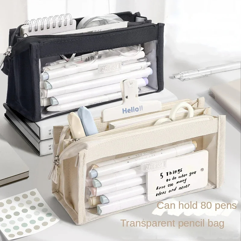 Aesthetic Large Pencil Case Pouch - 6 طبقات حقيبة أقلام رصاص ذات