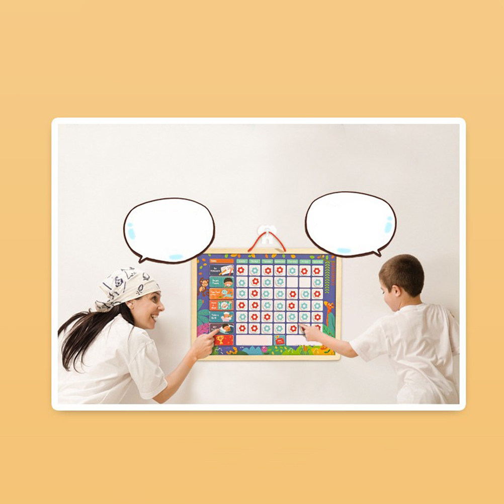 Kids Magnetic Reward Chart Board - لوحة تتبع السلوك الخشبية للأطفال مع
