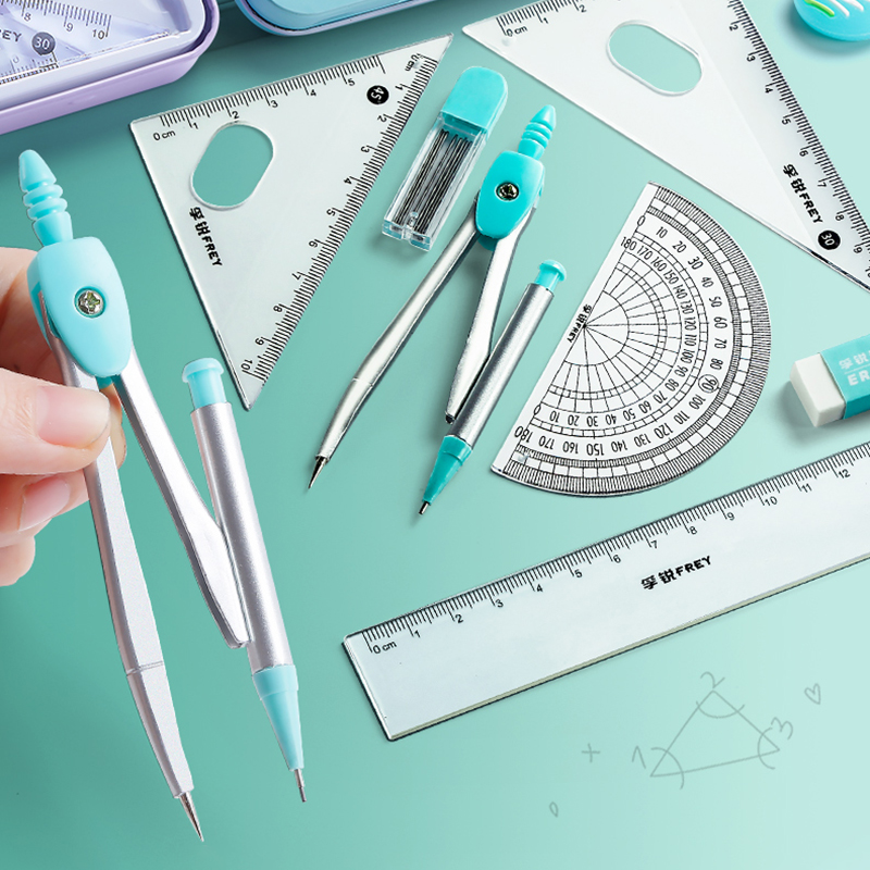 Math Geometry Set With Compass - مجموعة بوصلة من الفولاذ المقاوم للصدأ