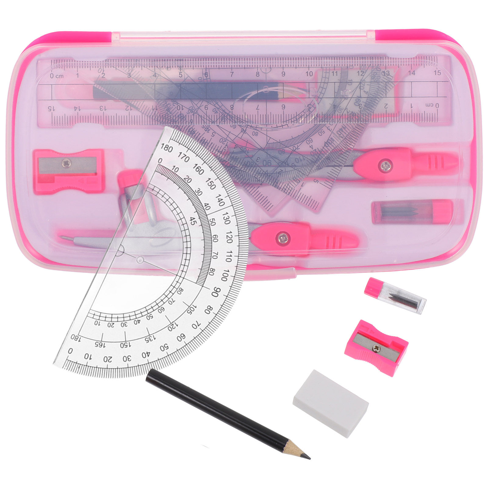 Math Geometry Set With Compass - مجموعة أدوات هندسية محمولة خفيفة الوزن