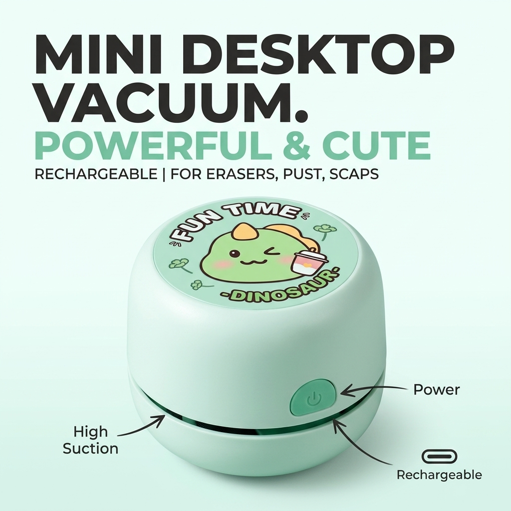 Mini Desktop Vacuum Cleaner For Eraser Dust - مكنسة كهربائية صغيرة قابلة لإعادة الشحن،