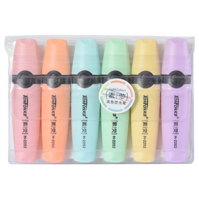 Pastel Highlighter Set Double Ended - 6 قطعة/المجموعة هيغليغتر ألوان الباستيل إزميل