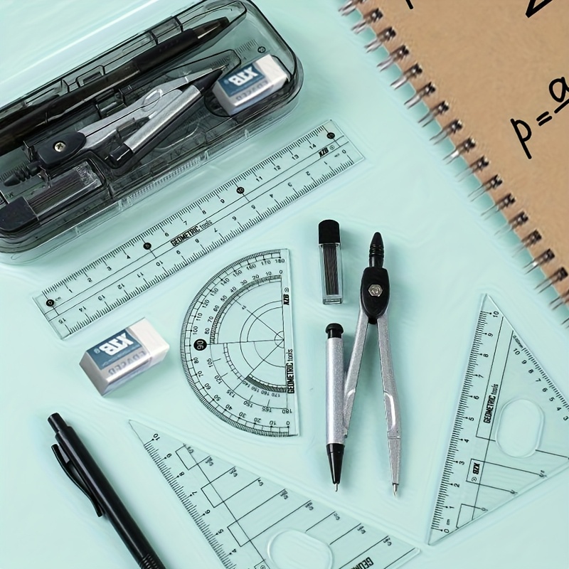 مجموعة بوصلة ومسطرة، مجموعة ال - مراجعة Math Geometry Set With Compass وسعره