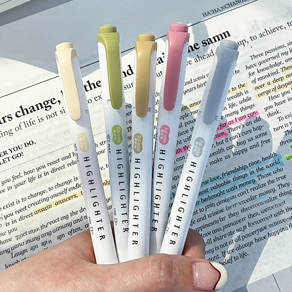 5 قطعة فسفورية ألوان الباستيل  - مراجعة Pastel Highlighter Set Double Ended وسعره