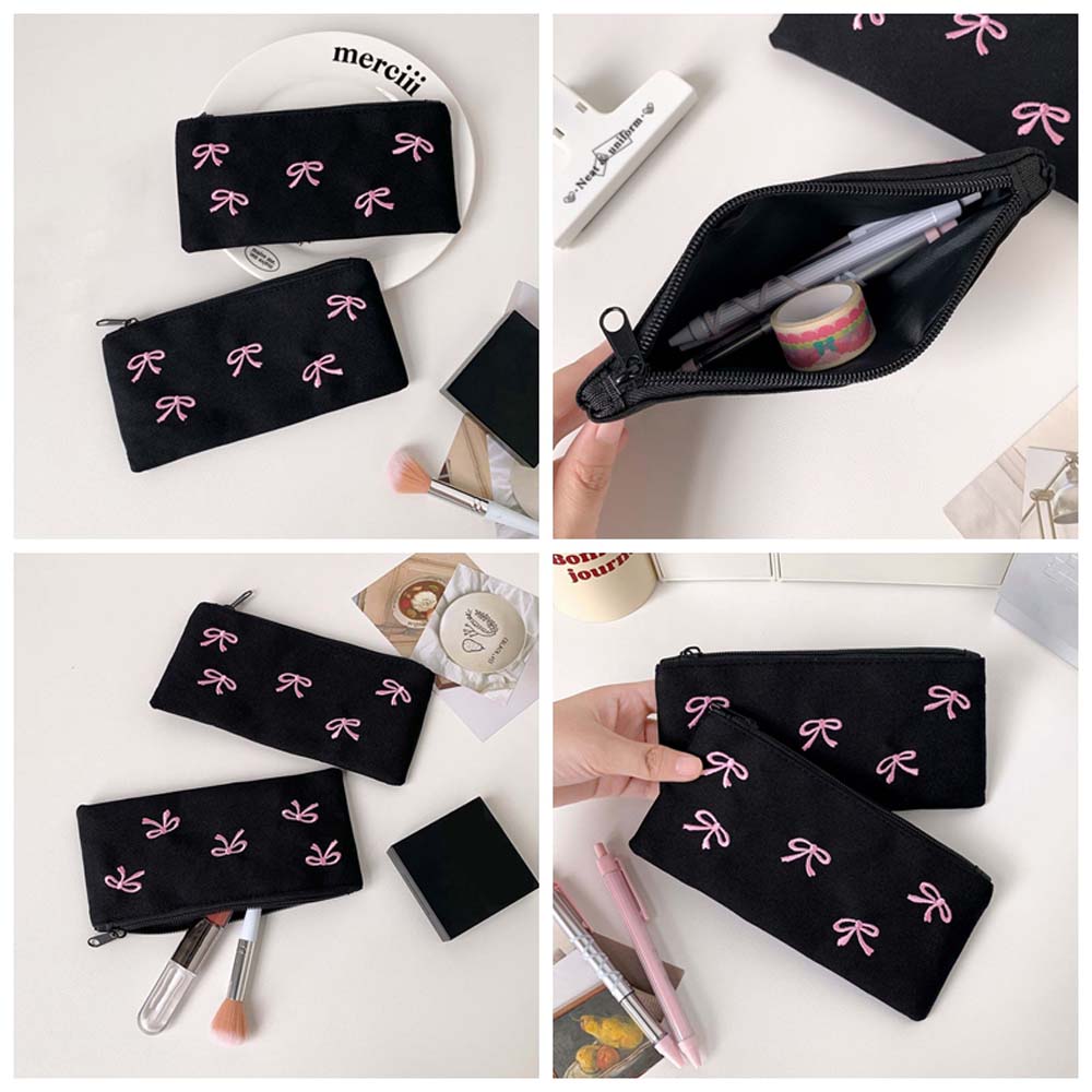 Bowknot القوس حقيبة أدوات مكتب - مراجعة Aesthetic Large Pencil Case Pouch وسعره
