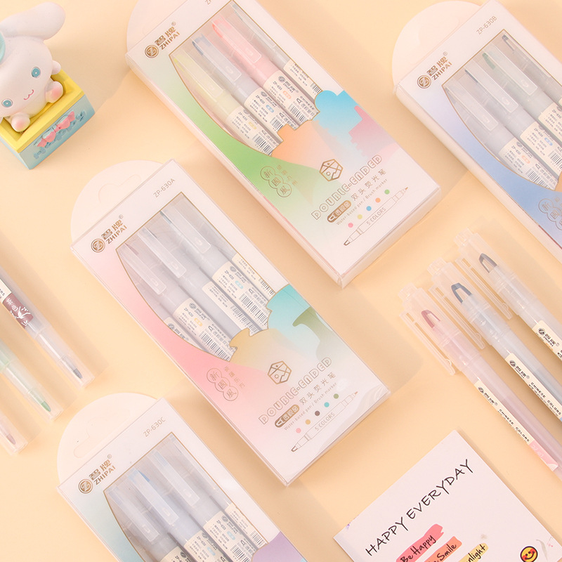 5 قطعة/المجموعة مزدوجة تلميح أ - مراجعة Pastel Highlighter Set Double Ended وسعره