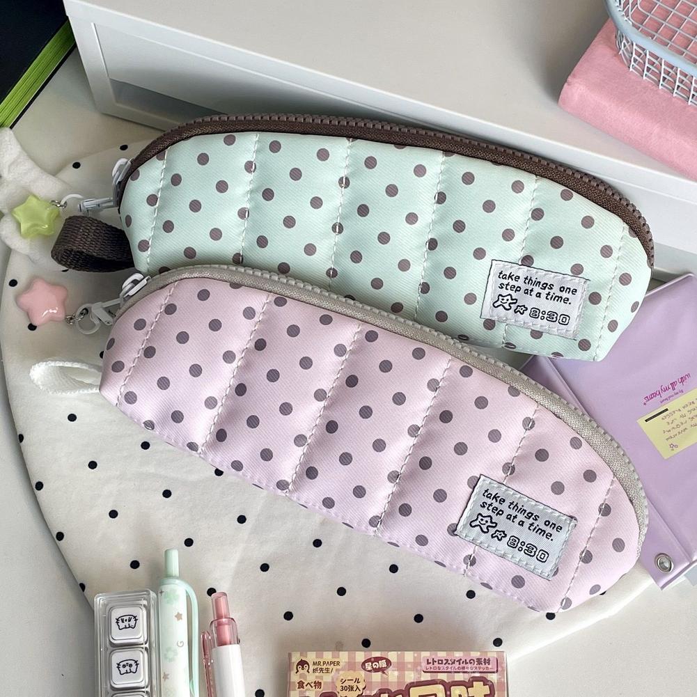 حقيبة أقلام رصاص أنيقة بنقاط ا - مراجعة Aesthetic Large Pencil Case Pouch وسعره