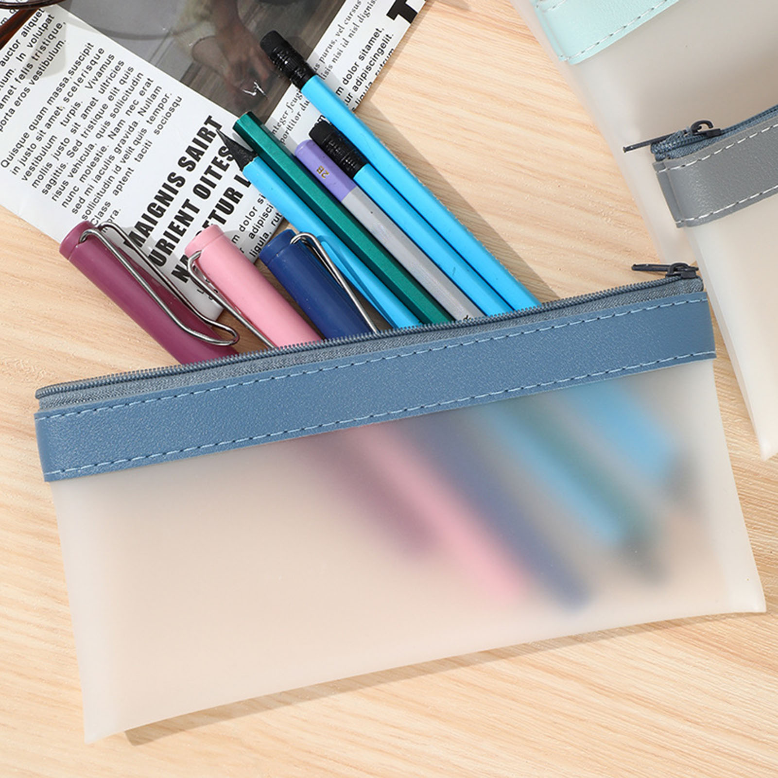 حافظة أقلام رصاص شفافة غير شفا - مراجعة Aesthetic Large Pencil Case Pouch وسعره