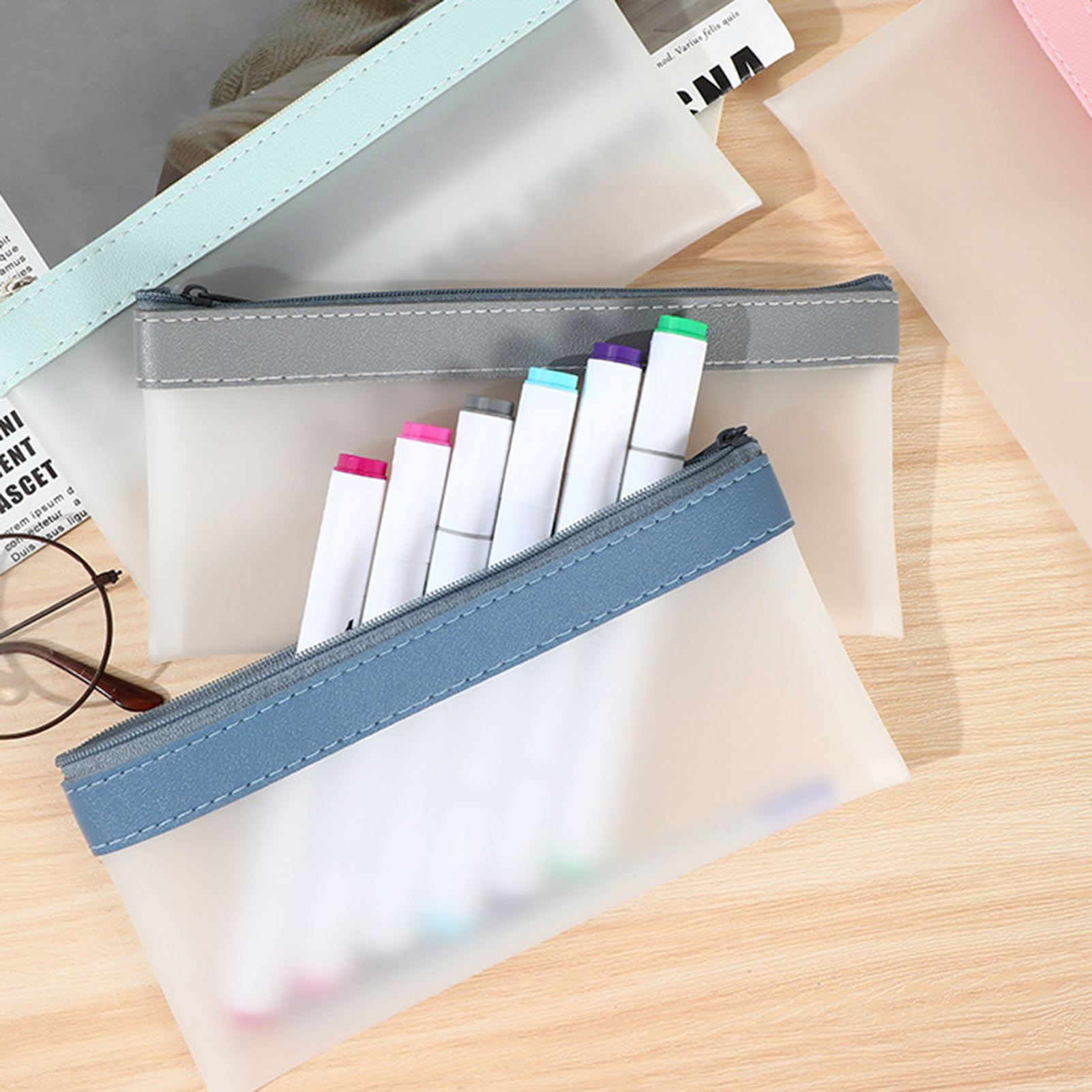 حافظة أقلام رصاص شفافة غير شفا - مراجعة Aesthetic Large Pencil Case Pouch وسعره