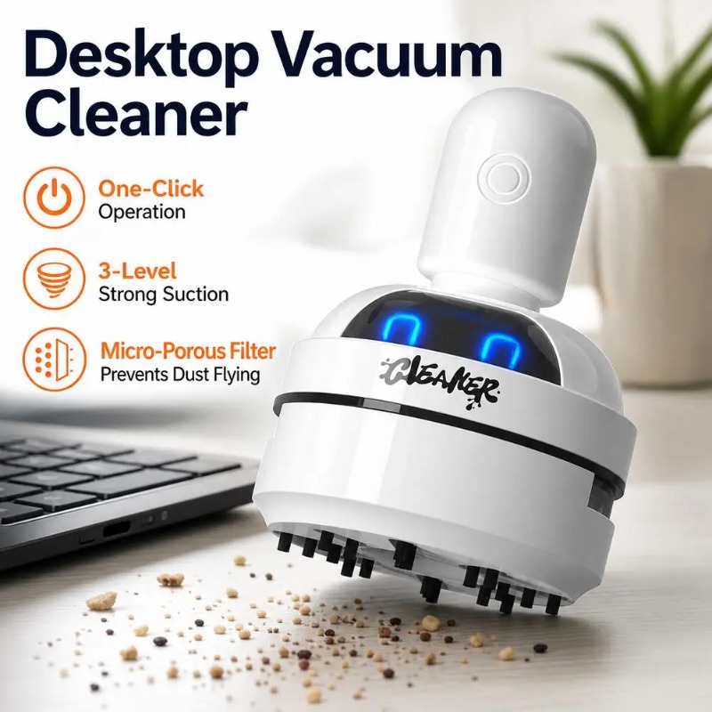 مكنسة كهربائية صغيرة محمولة عل - مراجعة Mini Desktop Vacuum Cleaner For Eraser Dust وسعره
